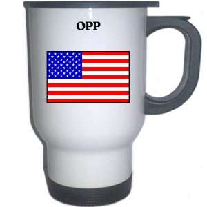  US Flag   Opp, Alabama (AL) White Stainless Steel Mug 