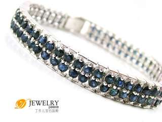   .6ct Genuine Blue Sapphire Bracelet 925 Sterling Silver Size 8  