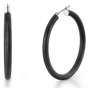 Onyx Black Color Stainless Steel 30mm diameter Circle Pattern Hoop 