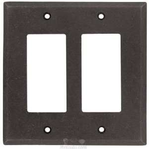 Colonial bronze square bevel double gfi / decora switchplate in distre