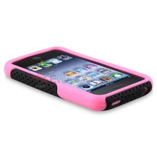   Black Mesh Hard Case+Privacy LCD Protector For iPhone 3 3G 3GS  