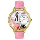 Whimsical Watches Teen Girl Pink Leather And Goldtone Watch #C0420004