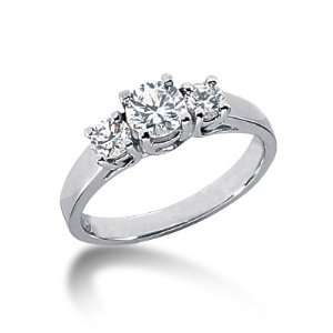  0.8 Ct Diamond Engagement Ring Round Prong Three Stone 14k 