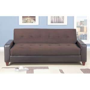  Adjustable Sofa with Storage in Microfiber Plush and Brown 