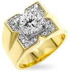 Goodin Mens Gold Tone Cubic Zirconia Ring   Size 11
