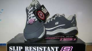 NIB Womens Skechers Steel Toe Tennis Shoe Navy sizes 6 thru 10  
