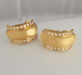 Salavetti Diamond 18k Gold Demi Hoop Earrings  