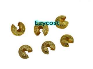 300pcs Findings Crimp Bead Cover Stardust Gold Plated  