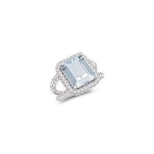  0.32 Cts Diamond & 4.37 Cts Sky Blue Topaz Cluster Ring in 