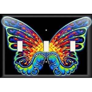  Three Switch Plate   Hippie Butterfly