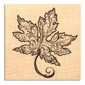  Inkadinkado Wood Mounted Rubber Stamp Maple Leaf Filigree 