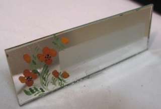 VTG GLASS CRAFTSMAN MIRROR NAME PLATES~PARTY PLACE CARD~FLOWER 