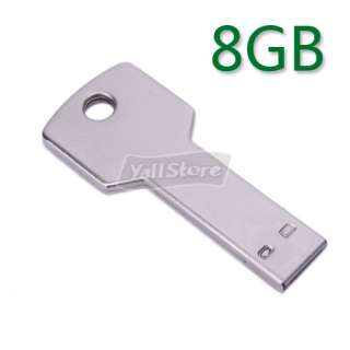 New 8GB Metal Key USB 2.0 Flash Drive silver white  
