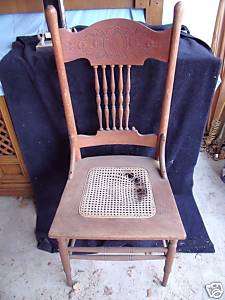 ANTIQUE OAK & WICKER DINING CHAIR VERY OLD AND UNIQUE  