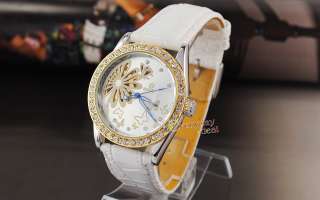 Luxury Diamonds Women Watch White Leather Automatic New  