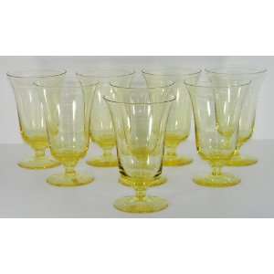  Johansfors Pale Yellow Crystal Goblets Glasses Set of 8 