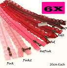 6PCs Lot of 20CM Zippers Supplies REDish Series Zip Purse Bags Making 