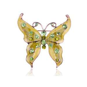  Enamel Lemon Lime Peridot AB Green Crystal Rhinestone Butterfly 