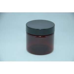 2 oz PET UV Single Wall Amber Jar with Black Smooth Lid 