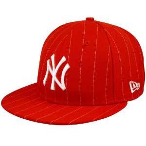   Yankees Red Pinstripe 59FIFTY (5950) Fitted Hat