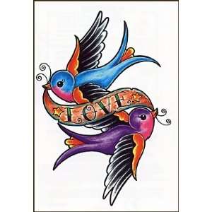  Sparrow W/Love Banner Temporaray Tattoo Toys & Games