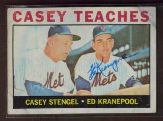 1964 TOPPS #393 CASEY STENGEL TEACHES ED KRANEPOOL METS SIGNED CARD 