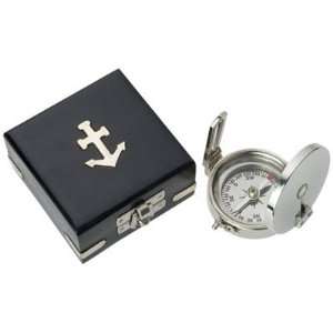  Nickel Plated Brass Scout Compass w/ Wood Box Kitchen 