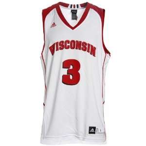  adidas Wisconsin Badgers #3 White Replica Basketball 
