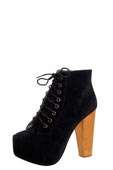 Perry Black Suedette Lace Up Platform Shoe Boots