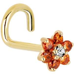  and Clear Cubic Zirconia Flower Left Nostril Screw   18 Gauge Jewelry