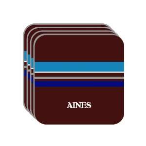 Personal Name Gift   AINES Set of 4 Mini Mousepad Coasters (blue 
