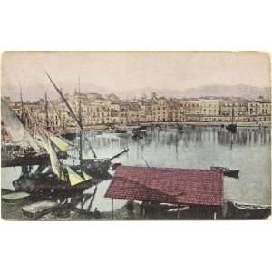  1910 Vintage Postcard Harbor View Palermo Italy 