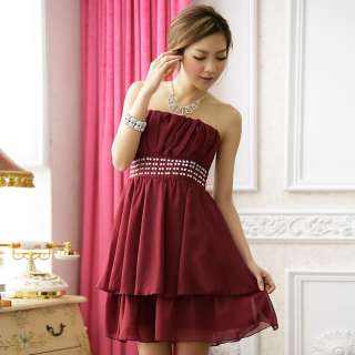 Womens Rhinestone Clubwear Strapless Dress,One Size, RED, BNWT #3304 