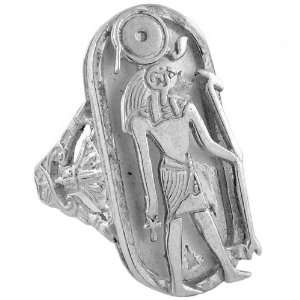  Egyptian Jewelry Silver Horus Ring   Size 7 Jewelry