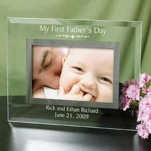  Engraved First Fathers Day Glass Picture Frame Baby