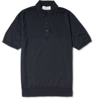    Polos  Short sleeve polos  Fine Knit Wool Polo Shirt
