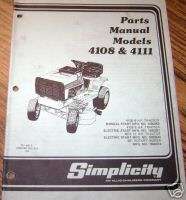 Simplicity 4108 4111 Lawn Tractor Parts Manual  