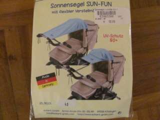 Sonnensegel Sonnenschutz für Kinderwagen SUN FUN Eckert hellblau in 