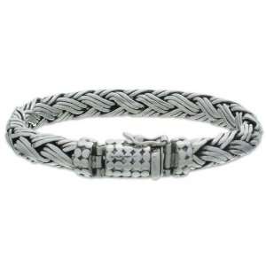 Mens Jewelry, Sterling Silver Braided Bracelet, Friendship 0.4 W 8 