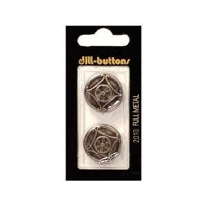 Dill Buttons 23mm Shank Metal Antique Tin 2 pc Arts 