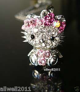 MINI 3D Hello Kitty Necklace Crystal Bling Rhinestone Cute  