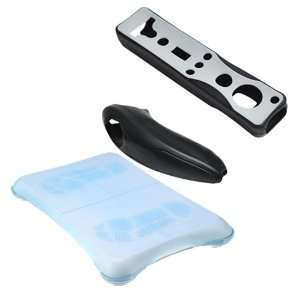 GTMax Blue Wii Fit Silicone Skin Case + Black 2 Tone Remote Controller 