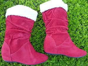 RED BOOTS SHOES YOUTH KIDS GIRLS SIZE 9 4  