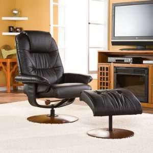  Odessa Black Leather Recliner and Ottoman
