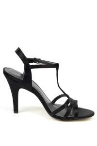 Calvin Klein Rudie Black Ivory Chocolate Brown T Strap Sandal heels 