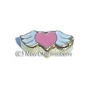  Heart With Wings Floating Locket Charm Jewelry