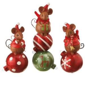  Pack of 6 Multi Colored Mouse on Ornament Decorative 