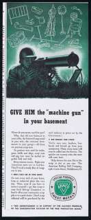1942 Armco WWII Salvage Scrap Machine Gun Print Ad  