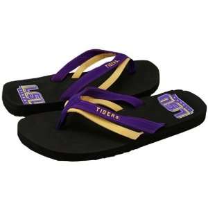 LSU Tigers Ladies Purple Gold Double Strap Flip Flops (11)  