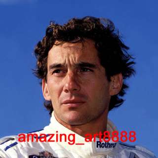 Signed F1 Sports Oil on canvas Brazil Ayrton Senna  